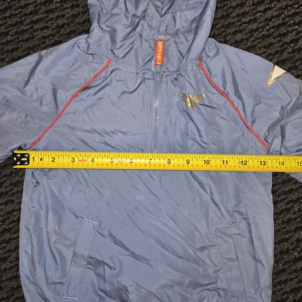 DC Comics Girls XS Wonder Woman Jacket Tiara Hood Windbreaker Pullover Costume 4